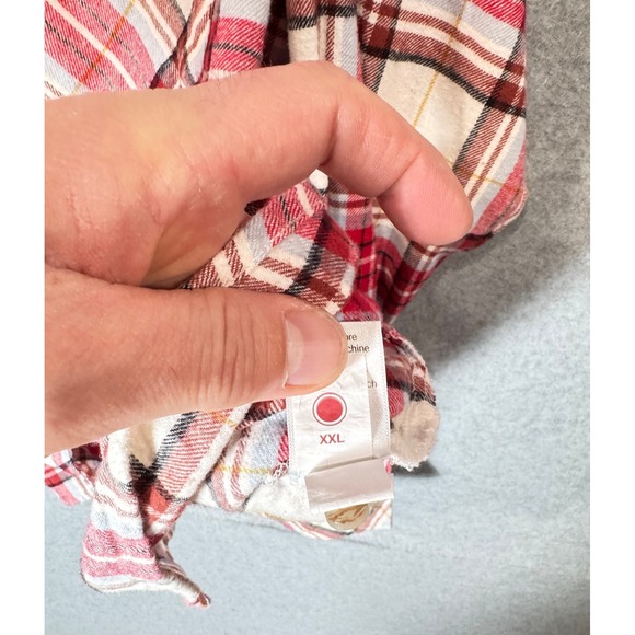 Croft & Barrow Flannel Shirt Plaid Button‎ Up Long Sleeve Red White XXL - Picture 8 of 15